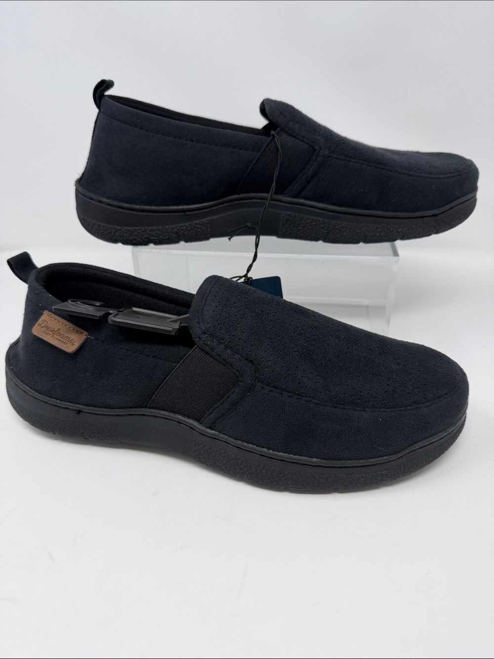 Dearforms Black Cozy Comfort perforated microsuede Slippers for Men size 9-10